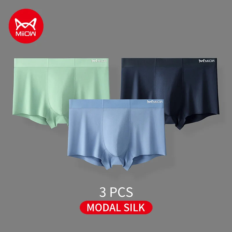 3-Pack Men’s Modal Boxer Shorts – 80 Count, Seamless Silk Crotch
