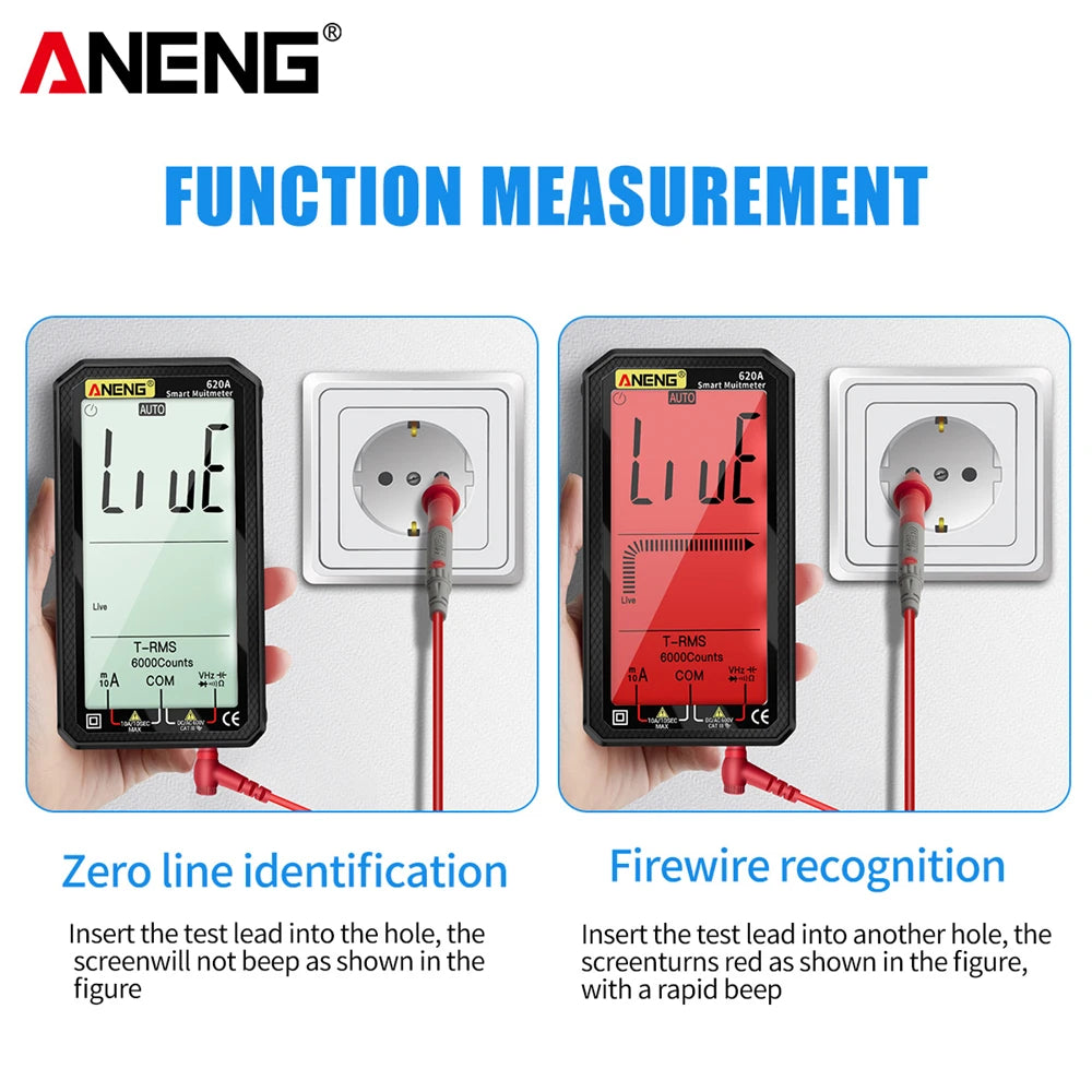 6000 Counts Digital Smart Multimeter Transistor Testers True RMS Auto Electrical Capacitance Meter Temp Resistance