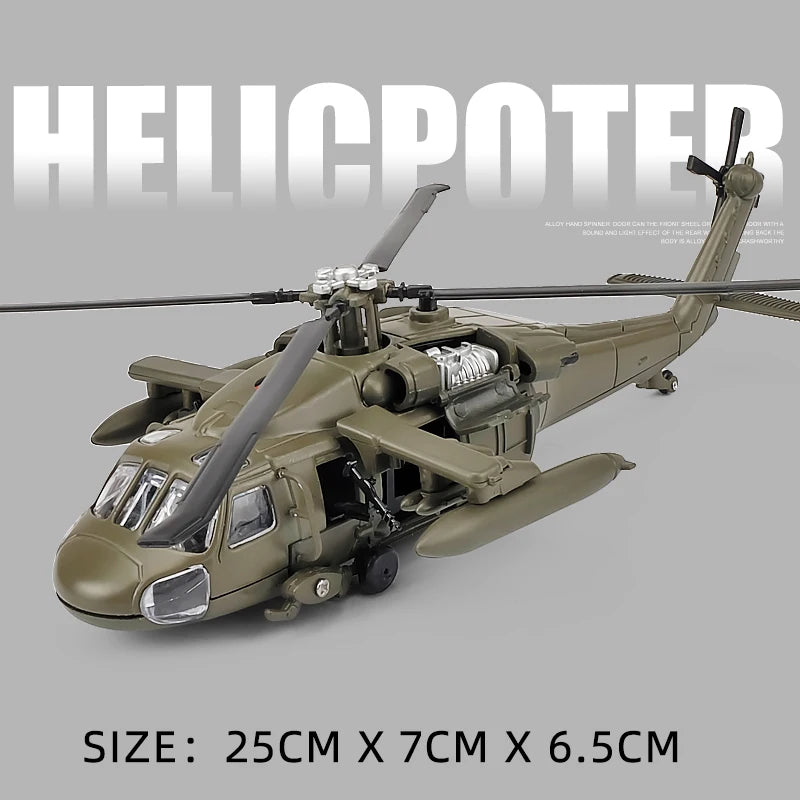 Black Hawk and Apache Armed Helicopter Diecast Alloy Display Model