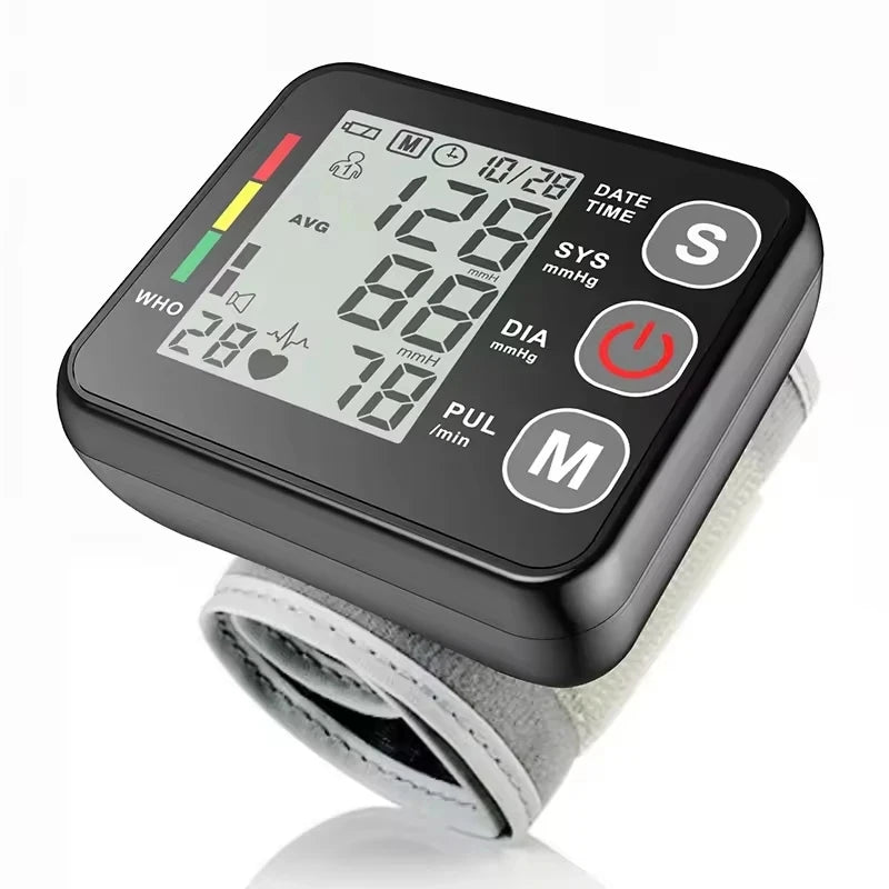 Wrist Digital Blood Pressure Monitor Voice Medical Tonometer Automatic Tonometer Meter Medical Tensiometer Pulse Rate Meter