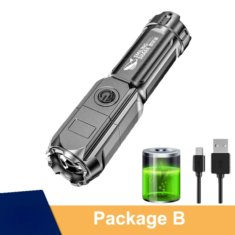 Portable LED Flashlight Rechargeable USB Zoom Torch 18650 Waterproof Tactical Light