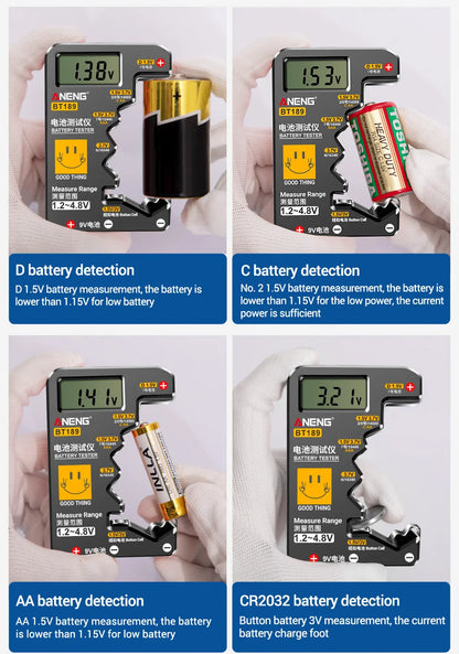 Button Cell Battery Tester 9V N D C AA AAA Universal Household LCD Display Battery Tester Power Bank Detectors Tools