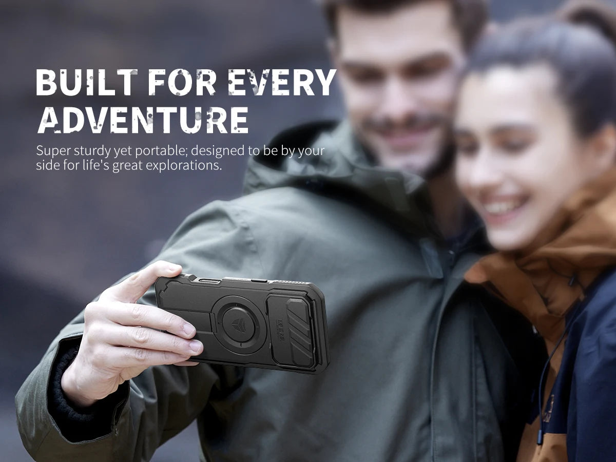 For iphone Air Case Rugged Armor Shockproof Case with Built-in Sliding Camera Cover and Built-in Screen Protector Kickstand