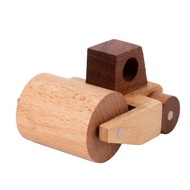 Wooden Cartoon Vehicle Toy Set