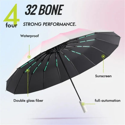 32 Bone Automatic Umbrella Gradient Color 3 Fold Windproof Waterproof Sunshade Sun UV Protection Umbrellas