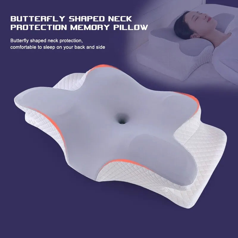 Memory Foam Pillows Butterfly Shaped Relaxing Cervical Slow Rebound Neck Pillow Pain Relief Sleeping Orthopedic Pillow Beding