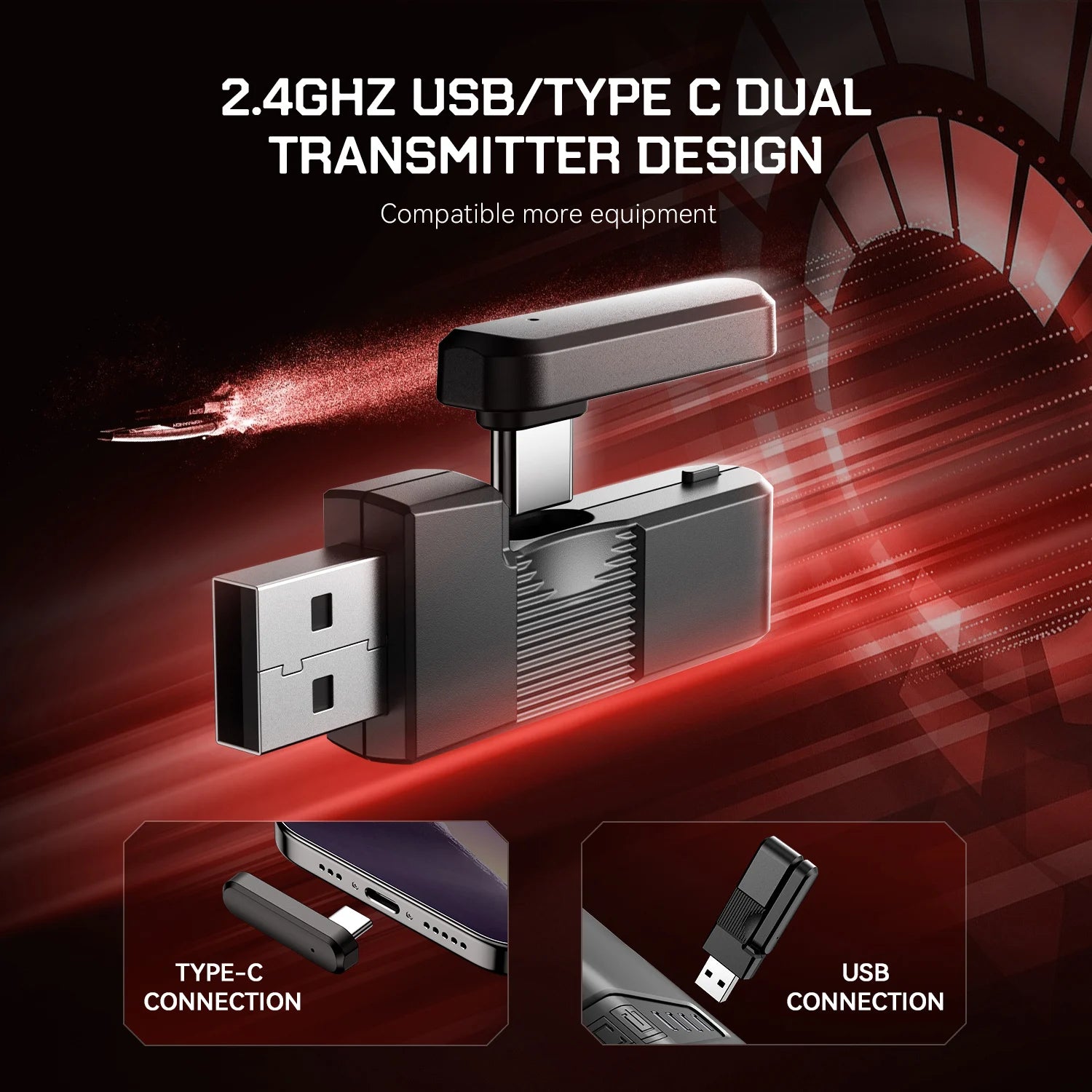 G18BT 2.4GHz USB/Type C Wireless Gaming Headset Bluetooth 5.3 Headphones Gamer With Noise Cancelling Mic for PC PS4 PS5