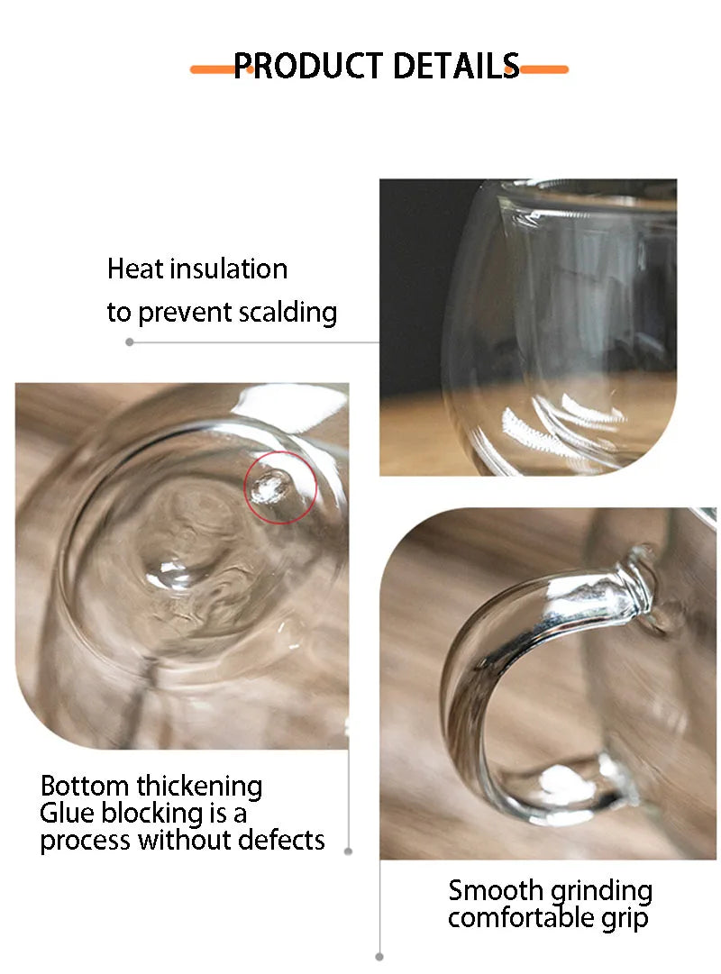 180/250ml Double Wall Glass With Dish And Spoon Clear Glass Espresso Cups Set Heat Resistant Handle Coffee Mug Drinkware