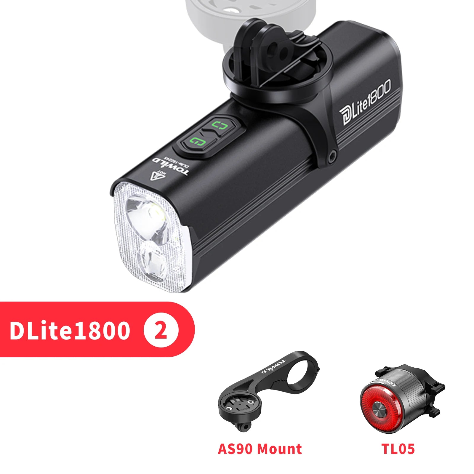 DLite 1800LM Bicycle Lights Focus/Flood Beam Switch Smart Bike Light 5000mah Rechargeable Power Bank Mtb Bicycle Lights