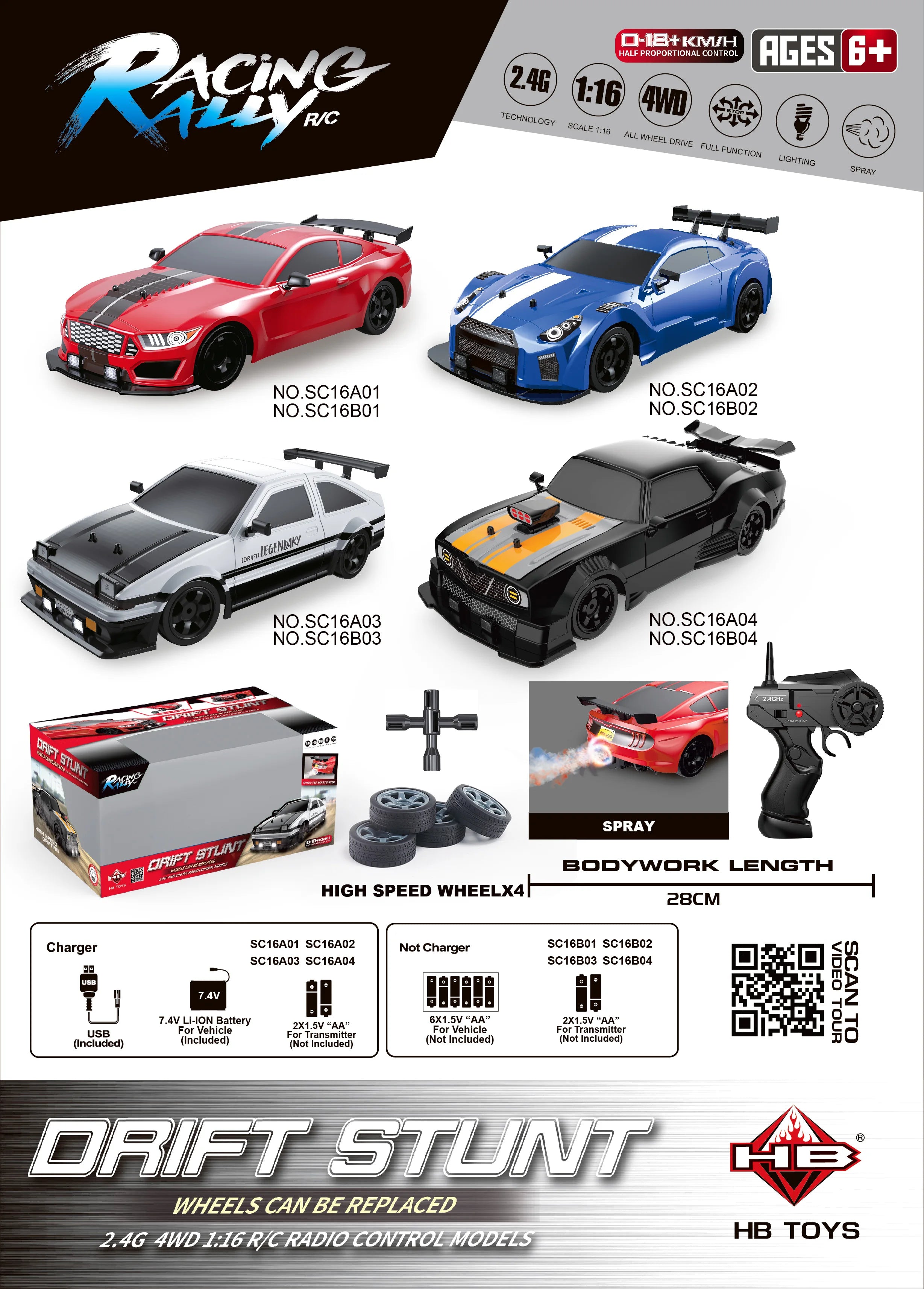 1/16 2.4G Racing Rc Cars Drift Car Mustang GTR Electric 4WD High Speed Remote Control Drift Toys for  Gifts