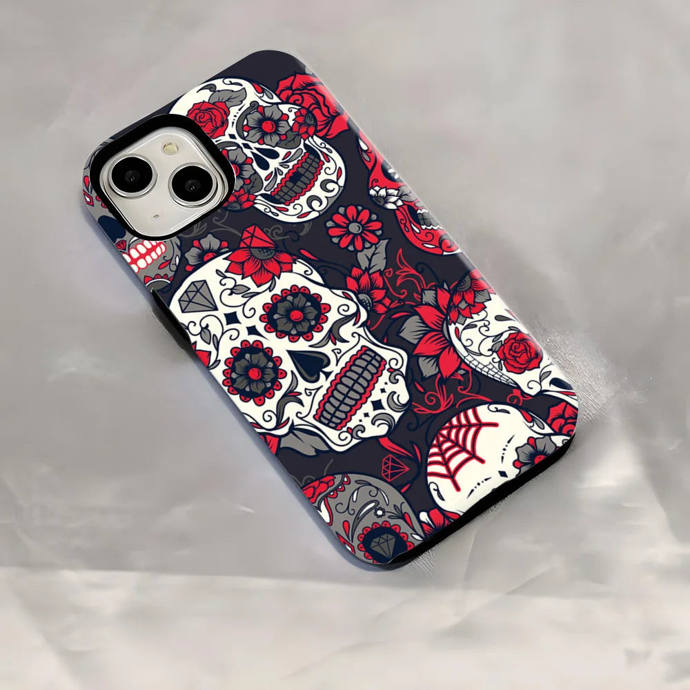 Art Drawing Flower Printed Daisy Phone Case for iPhone 16 15 13 14 Pro Max 16 15 Plus 2 in 1 Hard Protection Cover