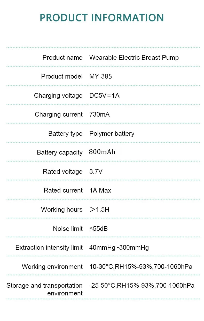 Wearable Breast Pump Hands-free Electric Automatic Milking Machine Hands-free Portable Rechargeable Breast Milk Collector