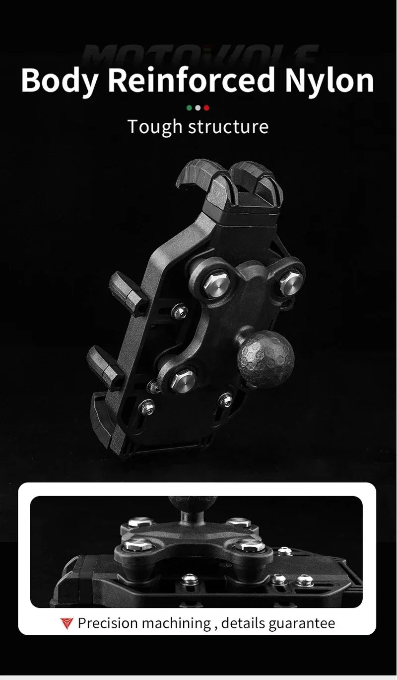 Anti-Thief Motorcycle Bike Mobile Phone Holder Fast 15W Wireless Charging Charger Cycling Mirror Stand Handlebar Mount