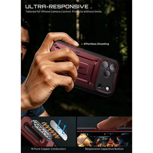 Full Body Rugged Phone Case with Built In Screen Protector and Belt Clip Holster for iPhone 17 Pro Max and iPhone 18 Pro Max