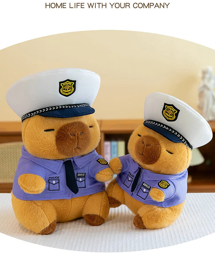 Cute Capybara Police Plush Toy Soft Stuffed Pillow