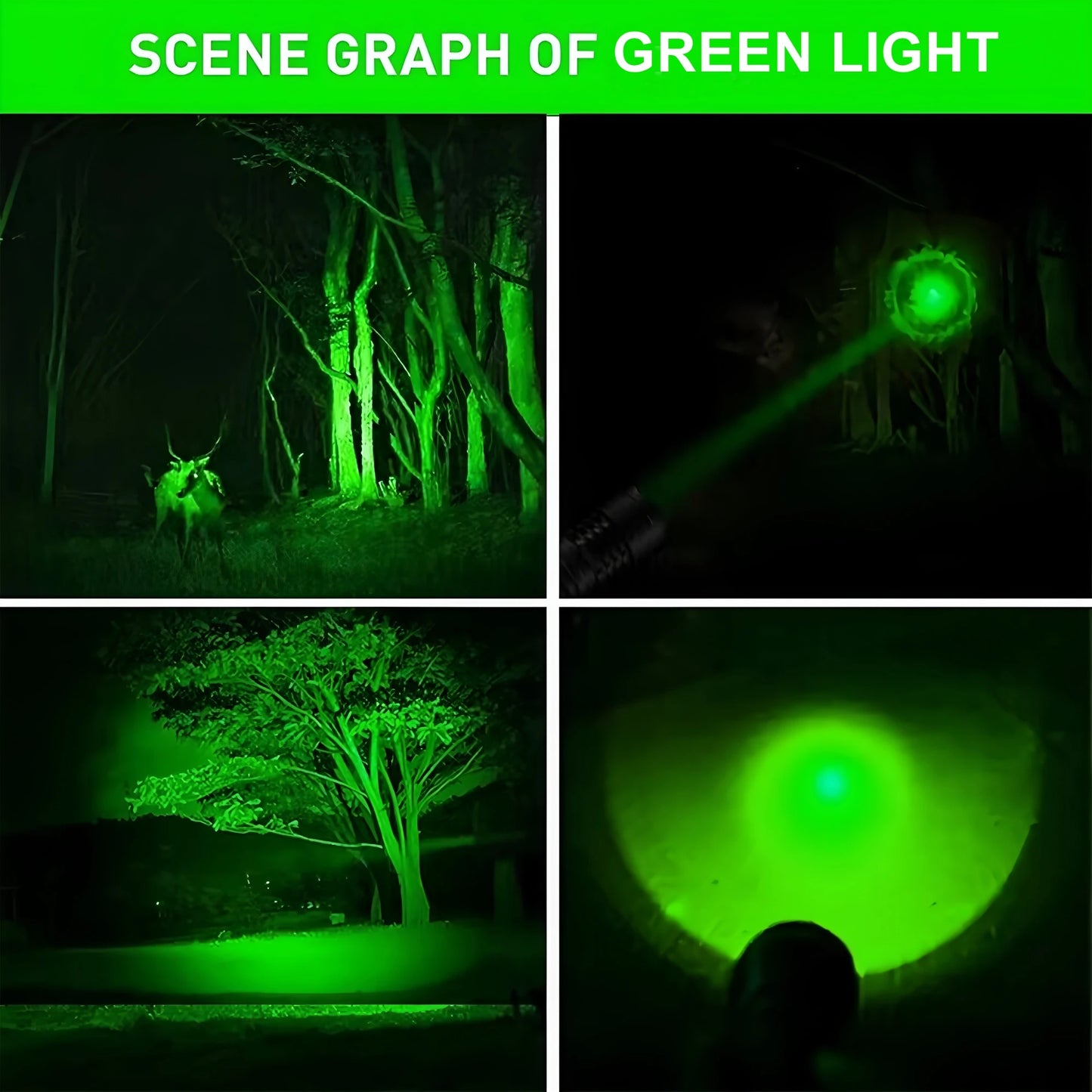 10W Green Light Rechargeable LED Flashlight