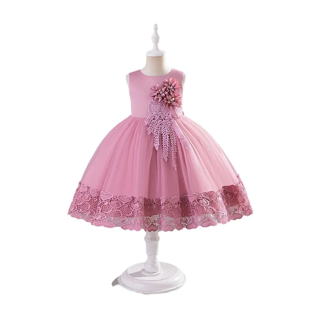 Girls Princess Ball Gown Fluffy Tulle Party Dress for Flower Girl/Birthday/Pageant  Sleeveless for Wedding Dress