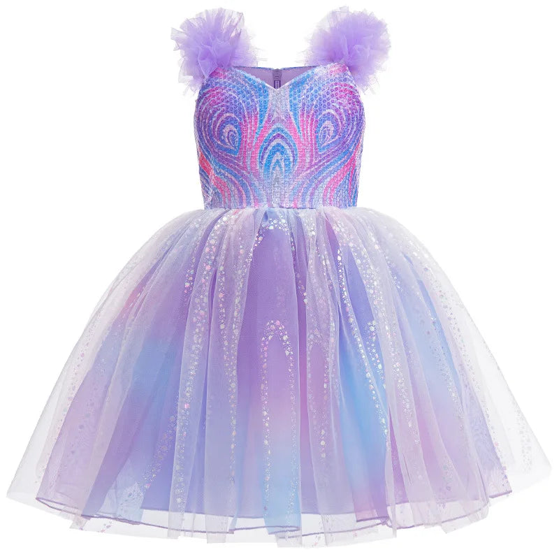 Good Witch Cosplay Dress - Girls Flutter Sleeve Tulle Ball Gown with Glitter Details | New Princess Party Dress for Halloween
