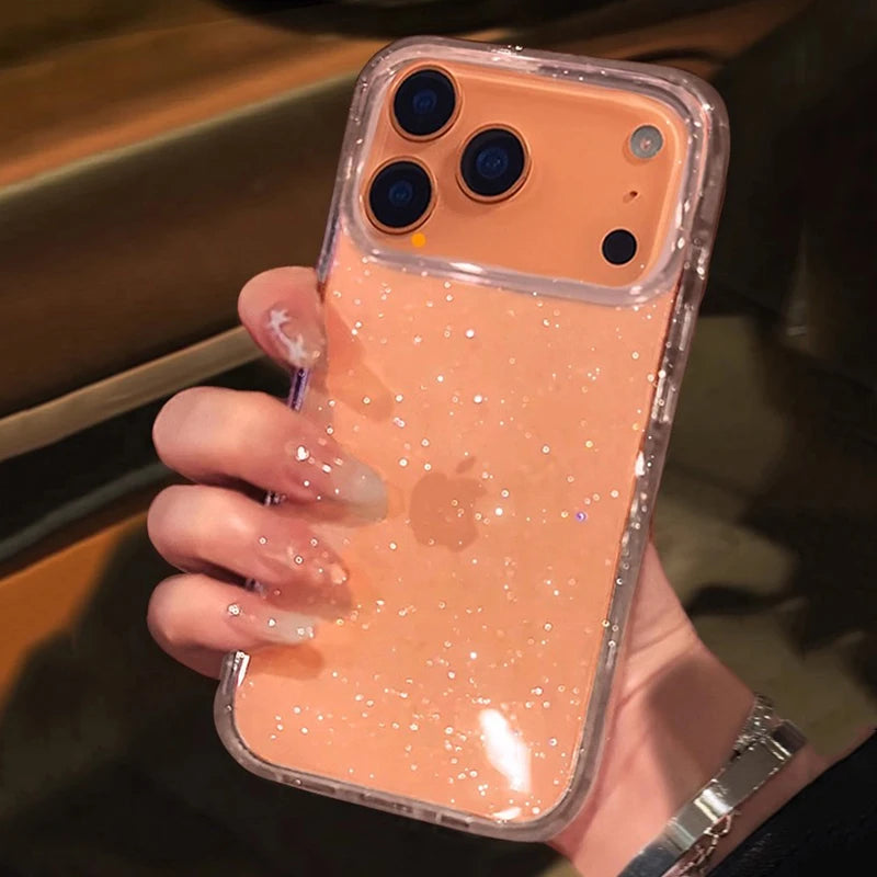 Luxury Glitter Bling Transparent Case For iPhone 17 Pro Max 17 Air 14 15 16 Pro Max Shockproof TPU Cover