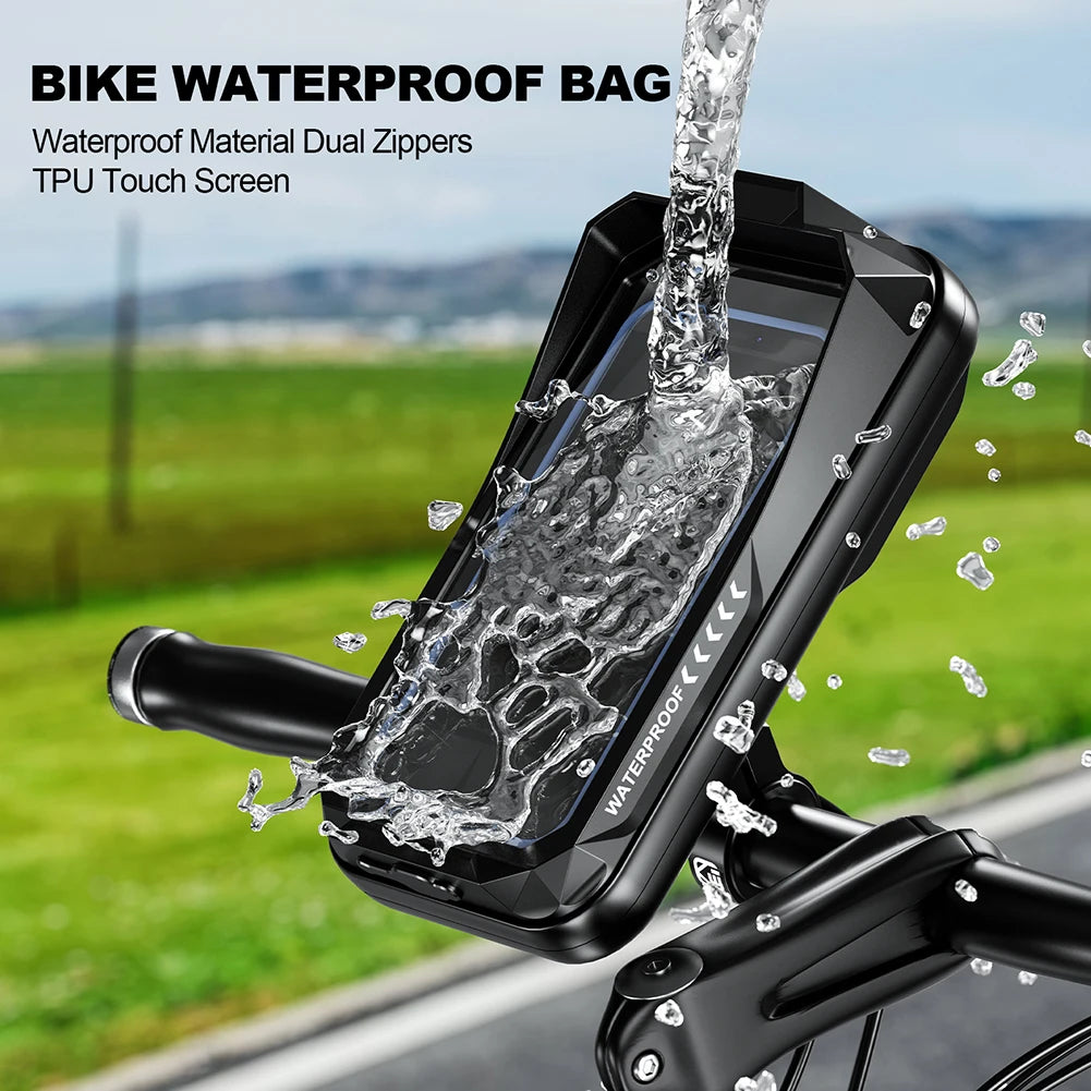 Waterproof Bike Bicycle Phone Case Universal Motorcycle Handlebar Phone Holder Stand Motorbike Scooter Cell Phone Mount Bracket