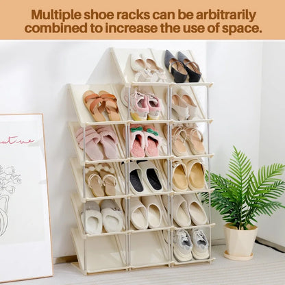 Plastic Shoe Shelf Simple Multi-Layer Living Room Vertical Shoes Racks Narrow Stackable Free Standing Shoes Entryway Or Bedroom