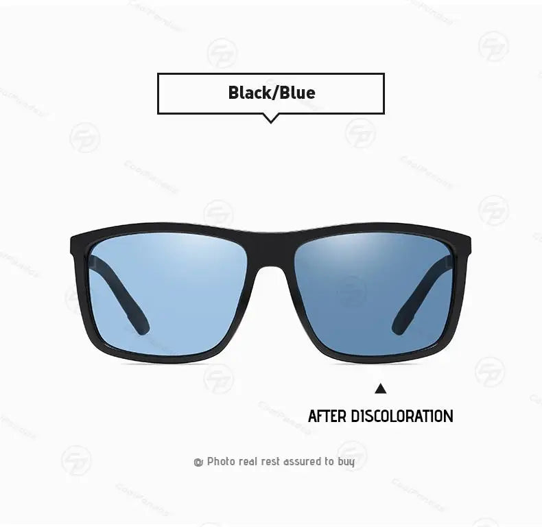 Square Retro Photochromic Polarized UV400 Purple Lens Sunglasses for Men Women