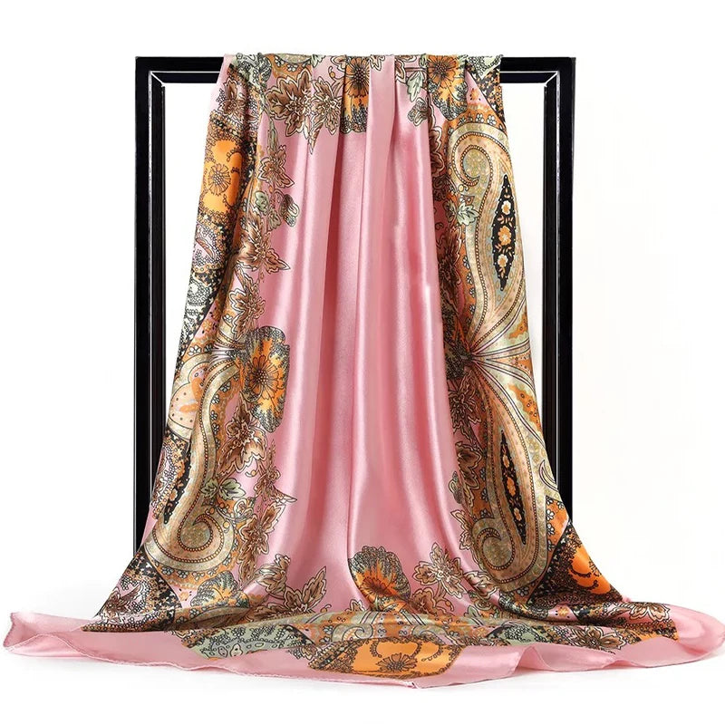 Scarves For Women Print Silk Satin Head Scarf Female Luxury Brand Square Shawl Large Hijab Scarfs