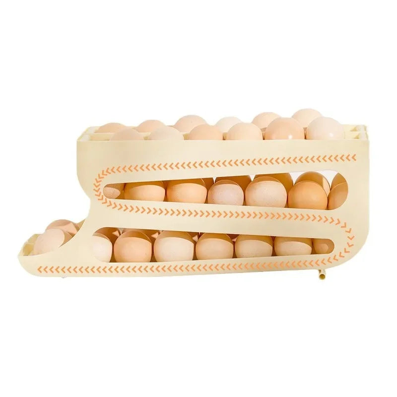 Automatic Rolling Egg Storage Box – Double Mouth Multi-Layer Slanted Egg Dispenser Tray