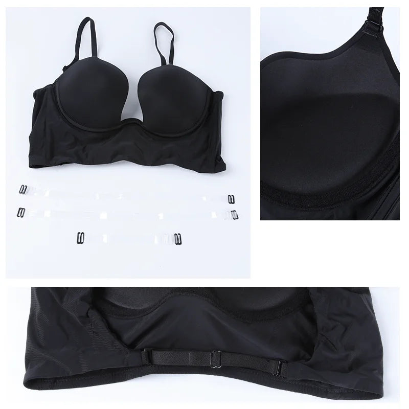 Deep V-Neck Backless Bodysuit Shapewear – Push Up Thong Body Shaper