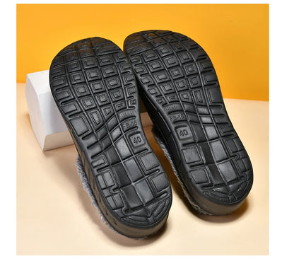 Winter Men's Slippers Warm Fur Outdoor Comforty Couple Shoes Thick Sole Plush Home Shoes Men Women Anti-slip Slides Garden Shoes