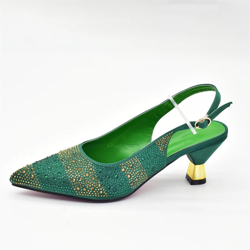 Matching Shoes and Bag for Women for Weddings Elegant Woman Heeled Shoes Medium Heel Shoes for Women Rhinestone Party Pumps