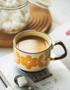 Japanese Flower Coffee Mug Set Retro Ceramic Milk Oats Mug Office Water Handgrip Cup Kitchen Party Drinkware Set 300ml