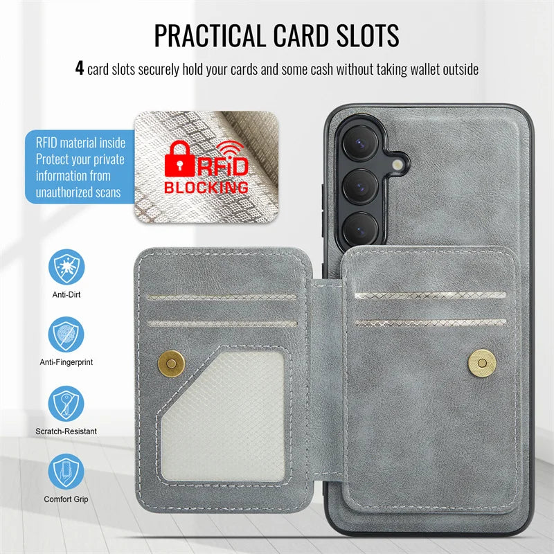 2 in 1Detachable Blocking Wrist strap Card Slot Wallet Case For Samsung Galaxy S 24 25 22 23 Ultra FE Plus  Phone Case