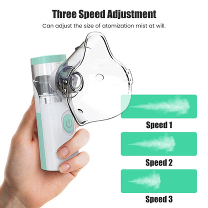 Medical Nebulizer Asthma Inhaler Handhe Inhalator Mini Silent Steam Nasal Humidifier + Finger Pulse Oximeter + Body Thermometer