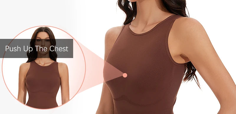 Women Sleeveless Crew Neck Shapewear Bodysuit – Tummy Control Thong Body Shaper