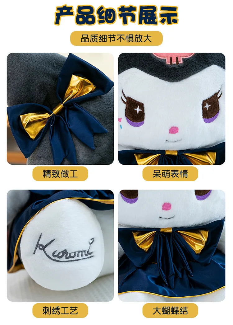 Kawaii Kuromi Plush Toy Melody Stuffed Doll Sanrio My Melody Dress Gift for Kids Birthday Xmas Girls Bedtime Pillow Wholesale