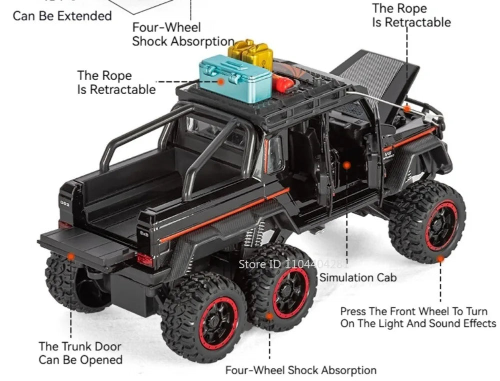 1:24 G63 G550 Diecast Alloy Miniature Model Toys Cars Sound Light Pull Back Doors Opened Off-road Vehicles Boys Birthday Present