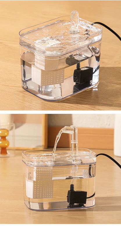 Automatic Pet Water Fountain Transparent USB Power Cat Water Dispenser 1500ml for Indoor Dog and Cat Water Feeding Supplies