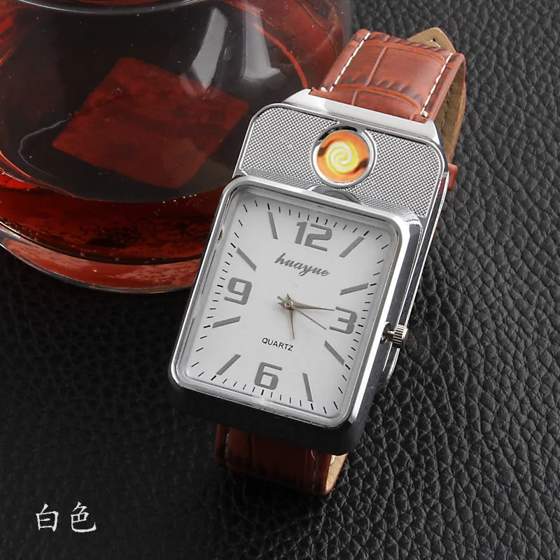 Watch Inflatable Lighter Fashion Metal Gas Windproof Portable Open Flame Lighter Smoking Cool Personality Gift