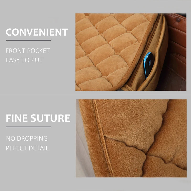 Plush Winter Car Seat Cover Warm Flocking Cloth Seat Cushion