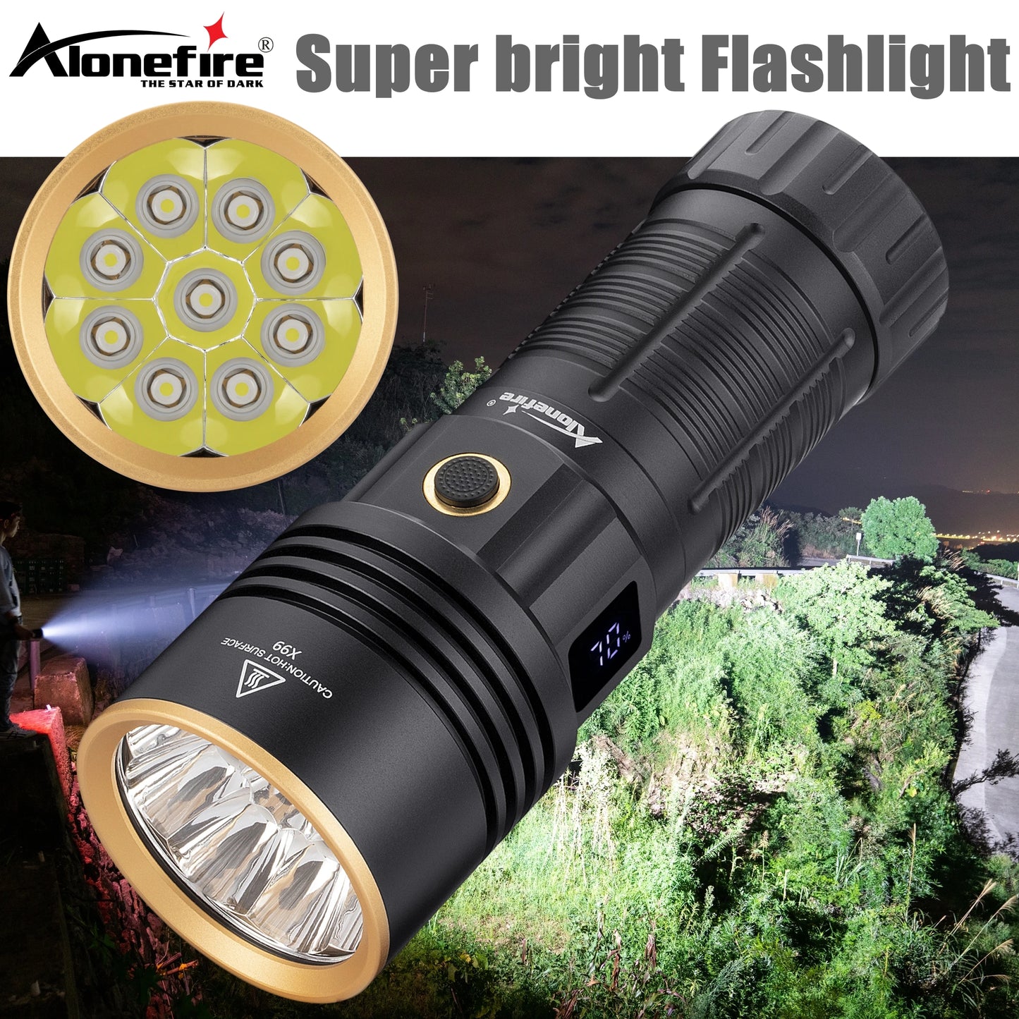 180W 9 LED High Power Rechargeable Flashlight