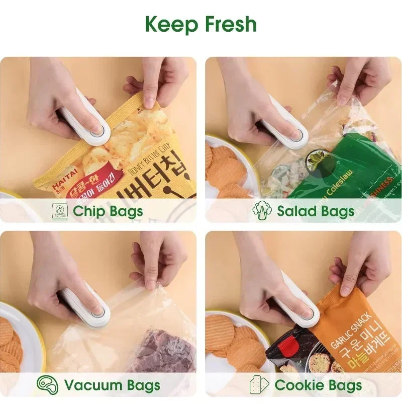 2-in-1 Mini USB-C Rechargeable Bag Sealer & Cutter – Portable Handheld Heat Sealer for Plastic Food Storage Bags