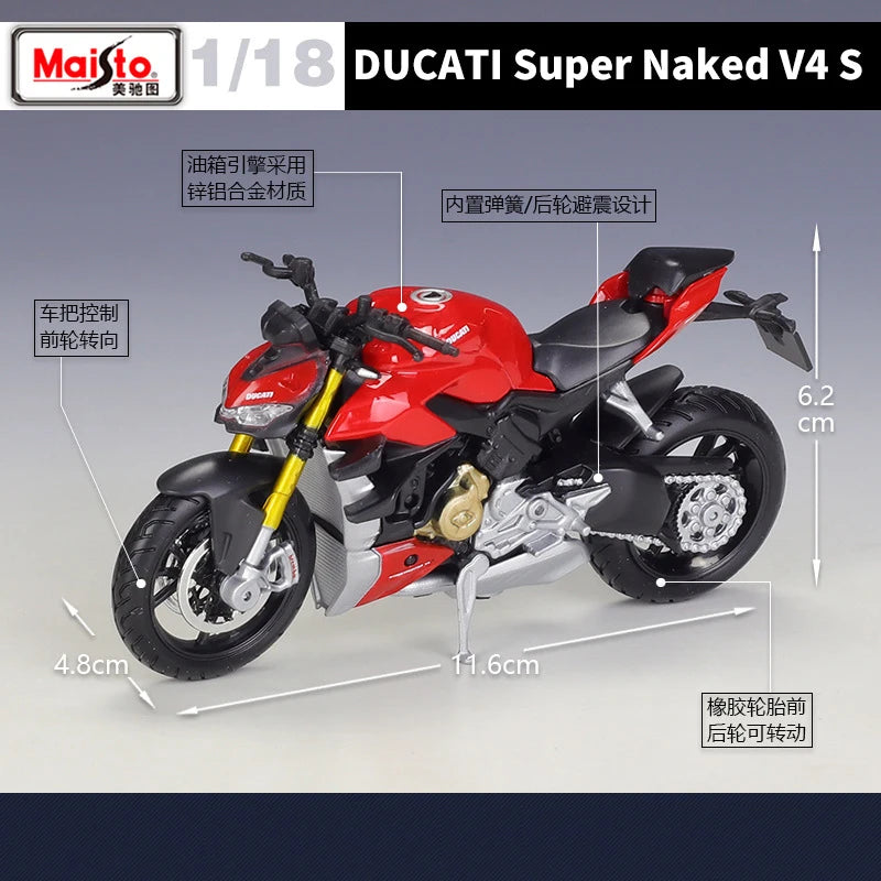 1 18 Scale Ducati Super Naked V4S Diecast Motorcycle Model