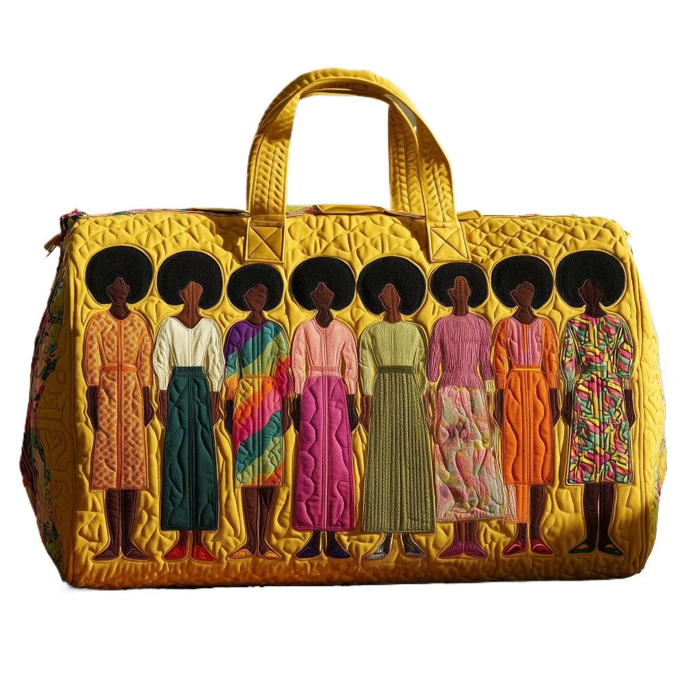 3D Puff Print Travel Tote Bag Quilted Women Silhouette Retro Pop Art Elegant Floral Duffle Weekender Gym Yoga Overnight Bags