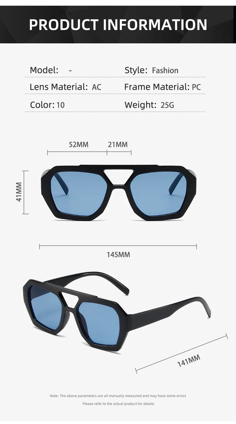 Big Frame Women's Sunglasses Retro Double Bridges Leopard Brown Gradient Eyewear Fashion Luxury Designer Sun Glasses