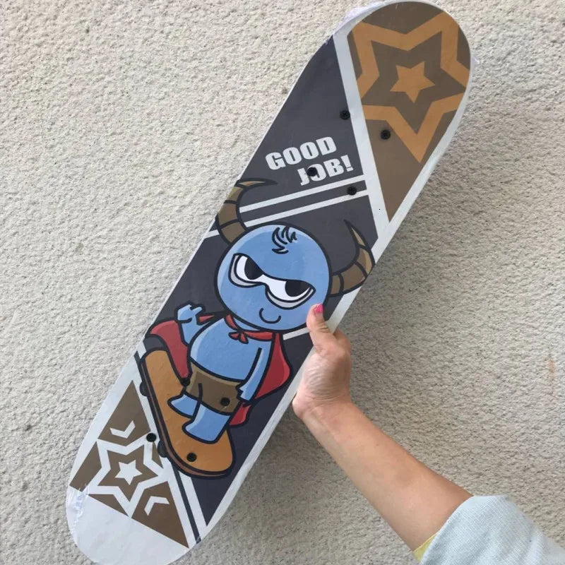 60CM Skateboarding Cartoon Skateboard Dinosaur Spider Longboard Marple Double Rocker For  Skate Board ern