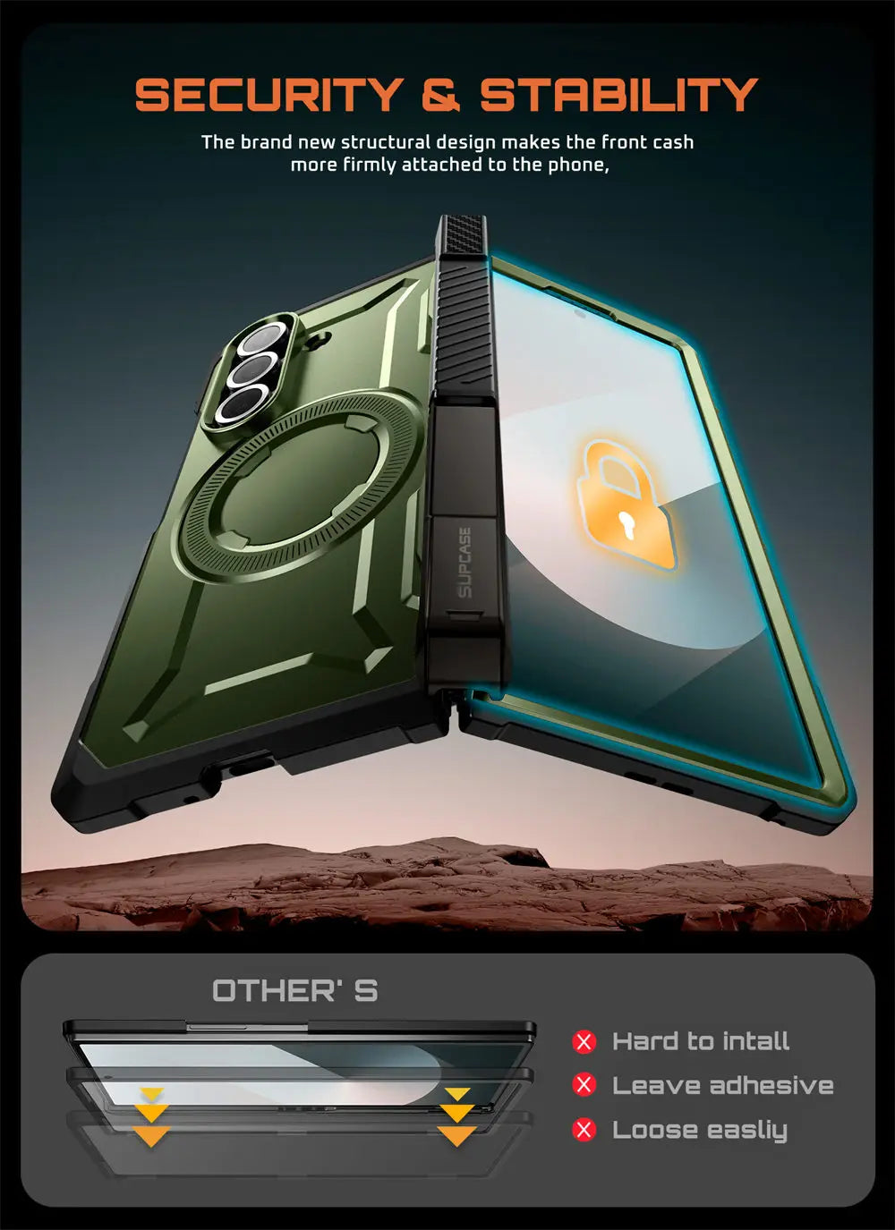 For Samsung Galaxy Z Fold 7 Case UB Grip Anti-Scratch Heavy Duty Rugged  Phone Case with Screen Protector