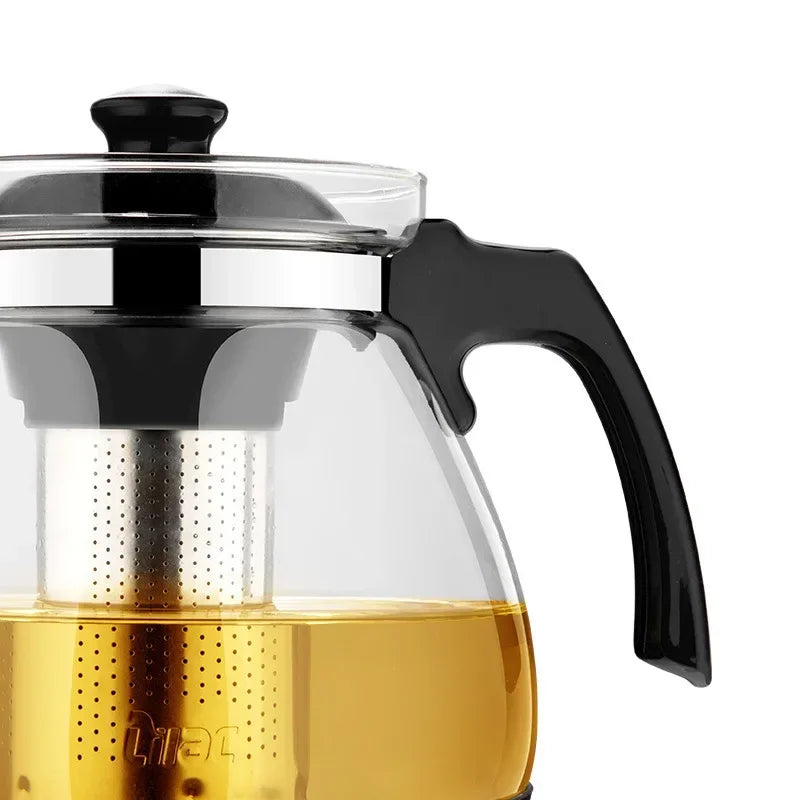 Large Capacity Clear Borosilica Glass Teapot With Stainless Steel Infuser Puer Kettle Heated Container Coffee Tea Pot Maker