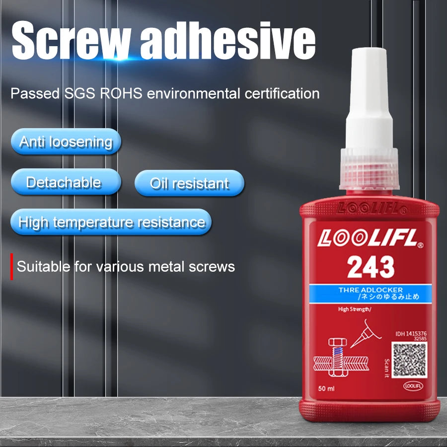 50 ml Medium Strength Thread locker (blue) Glue 243 Threadlocker (blue) Firm Screw Glue Anaerobic Anti Loosening Agent