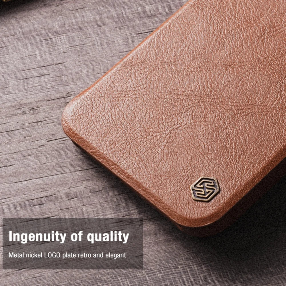 Luxury Flip QIN Pro Leather Case For iPhone 15 Pro Max Case Shockproof Camera Slider Protection Cover With Card Holder